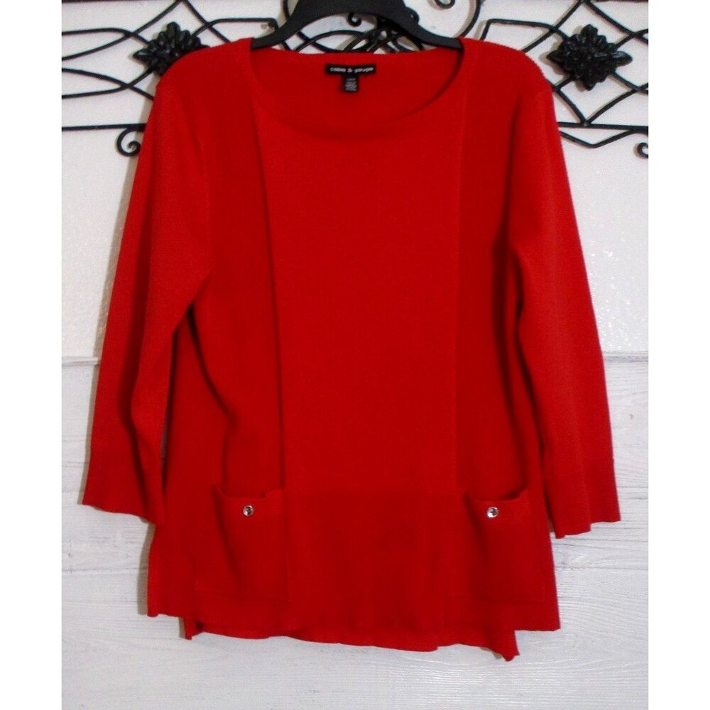 Anthropologie Cable & Gauge Sweater Knit Top Women's Size L Long Sleeve Red